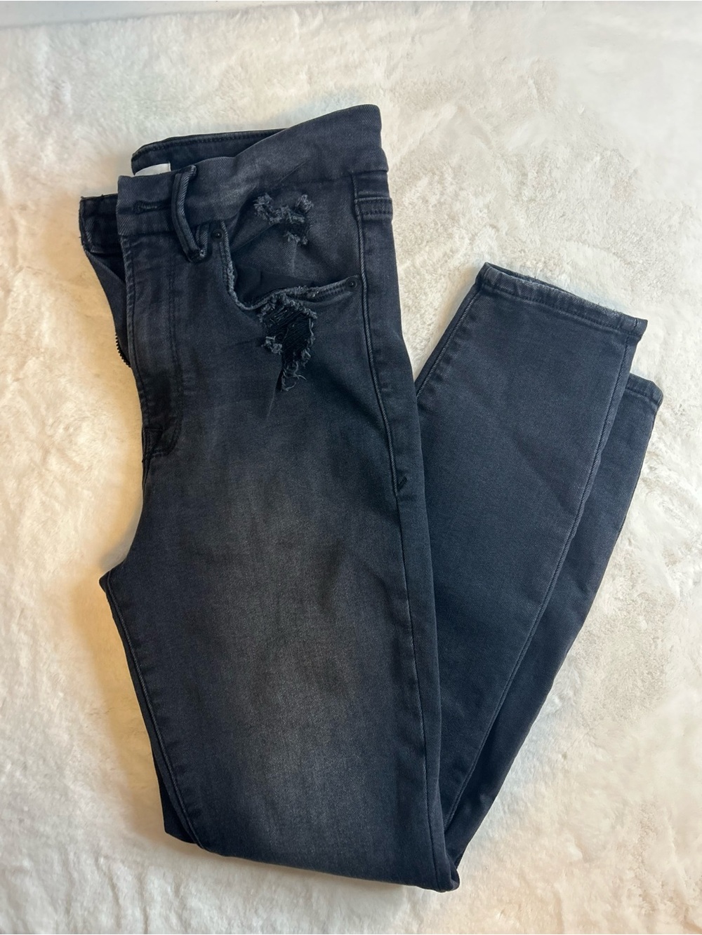 Good American Good Legs Jeans 6-12 Black Distressed High Rise Skinny Denim